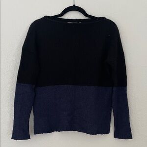 Vince Black Navy Boatneck Wool Silk Sweater